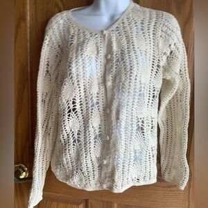 Pierre Cardin vintage crochet cardigan  Cotton?  Small?